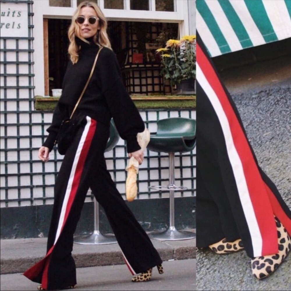 Zara | track pants- red white and black